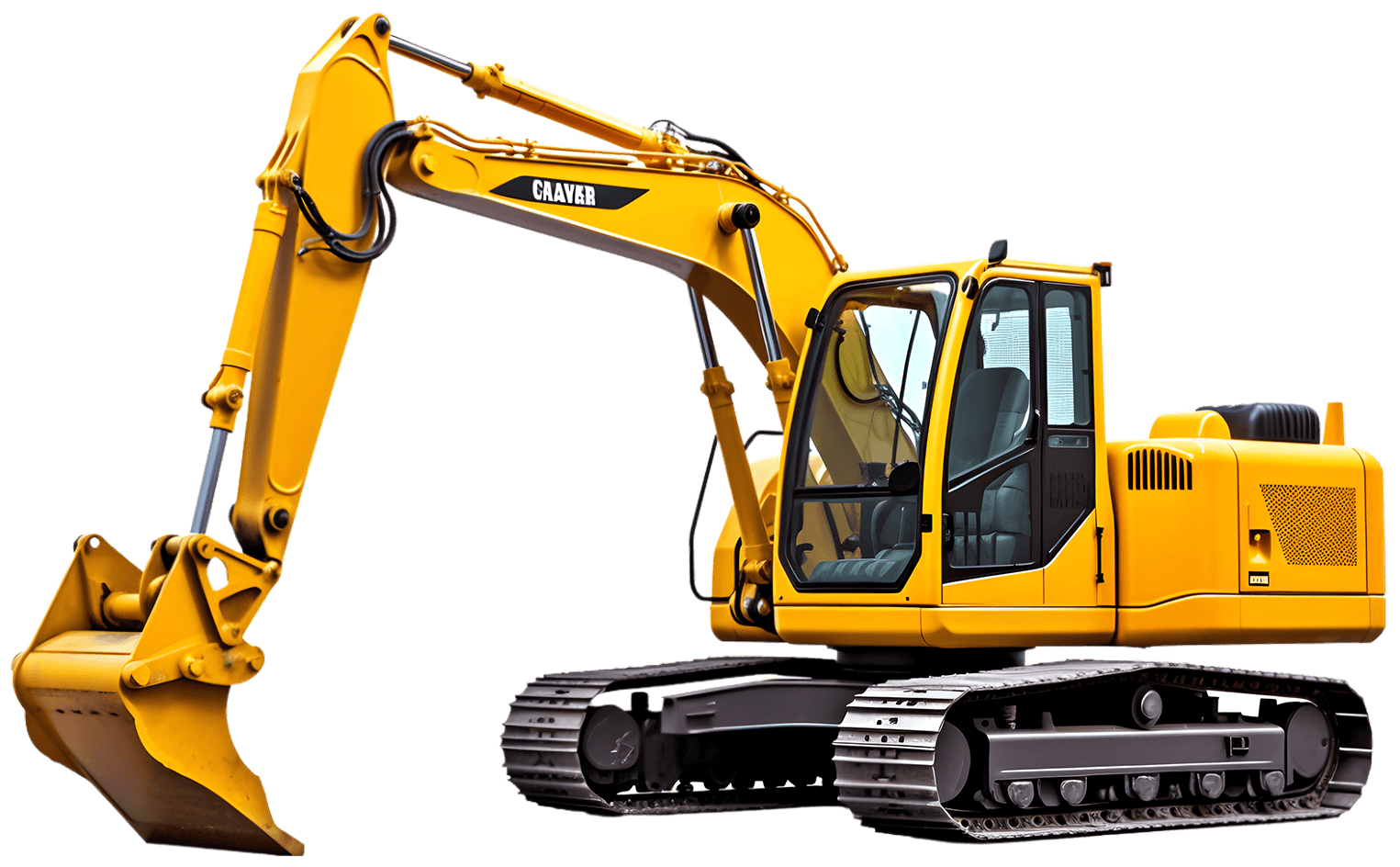 excavator6 Yellow tracked excavator with its arm extended